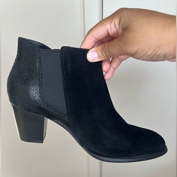 Vionic Black Anne Ortho Snake Print Leather/Suede Ankle Boots Size 9 - Picture 9 of 16